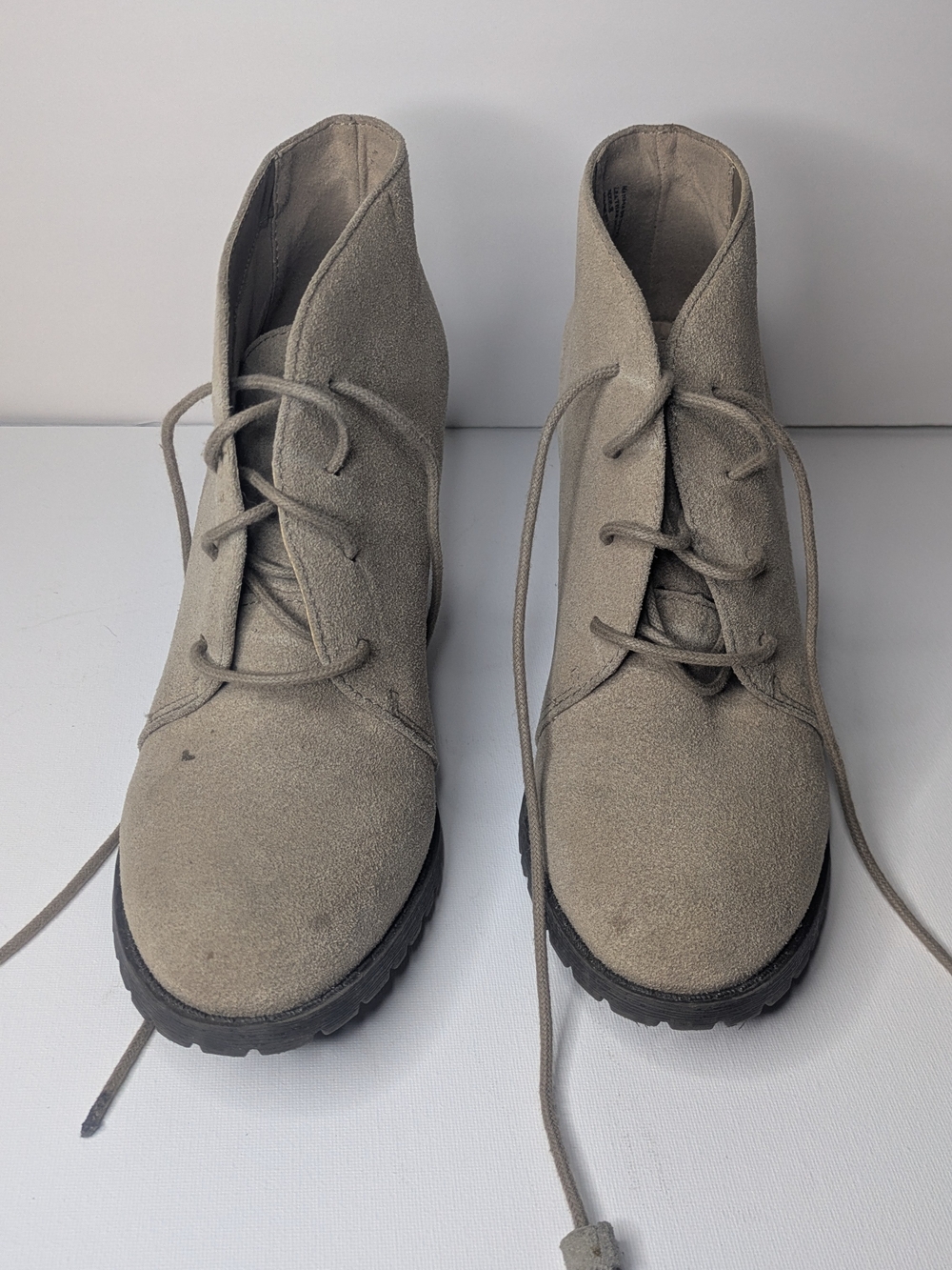 Restricted Taupe Suede Lace-Up Ankle Boots